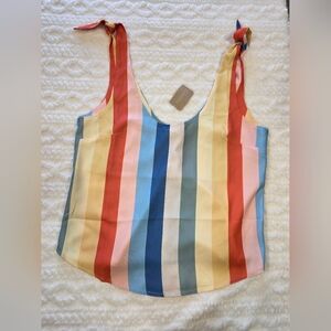 Vestique “Bahama Mama” Striped Tie-Shoulder Tank Top | Size Small | NWT